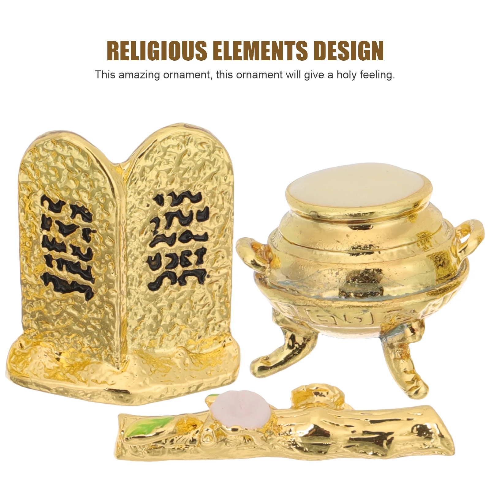 

Set Ark of Statue Ornaments Religious Themed Sculpture Decor Desktop Craft Metal Home Office Church Decoration