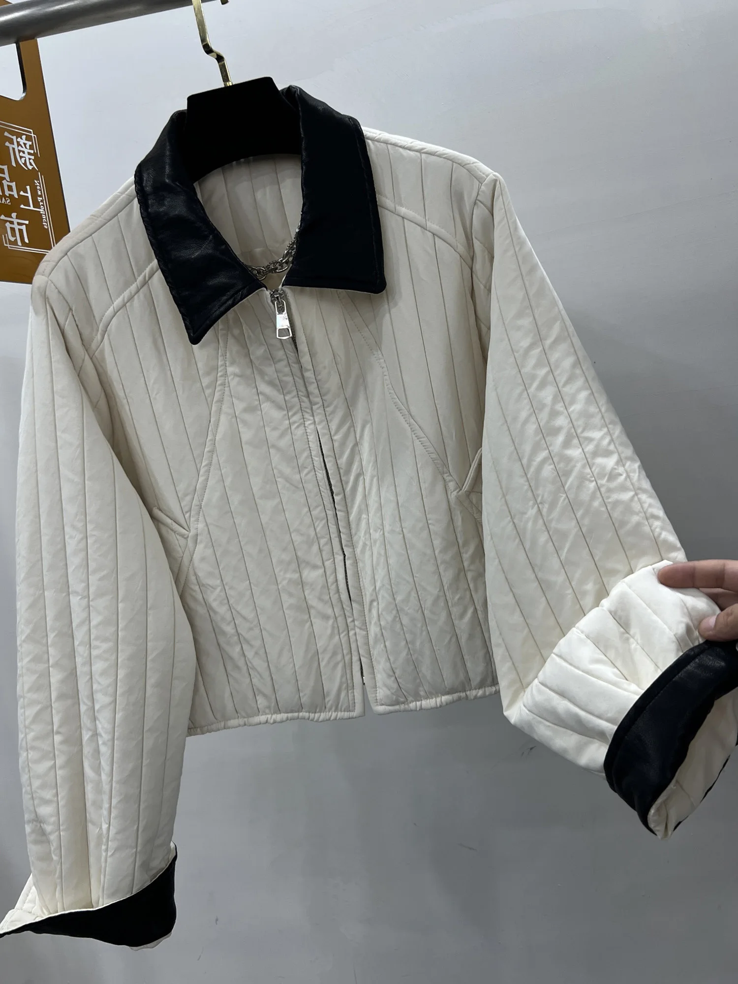 High-End Retro Ort Katoen Jaet Dunne Kraag Casual Dames Faionable Herfst Winter Vrije tijd Veelzijdige Katoenen Jas