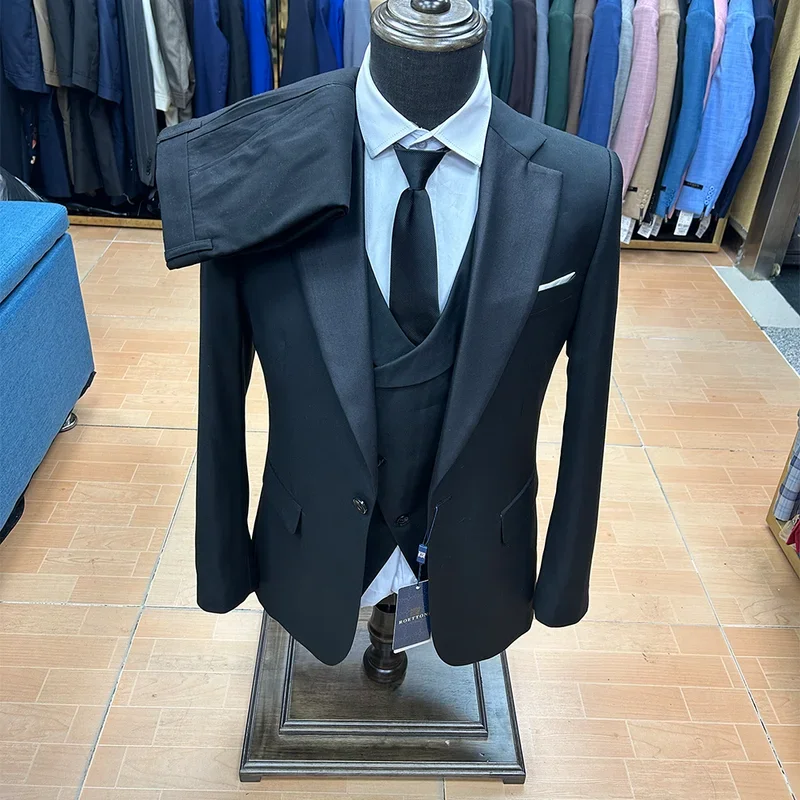 

Jacket+Trousers+Vest Set 3 Peice New Costume Homme Popular Clothing Luxury Party Stage Men's Suit Groomsmen Regular Fit Tuxedo