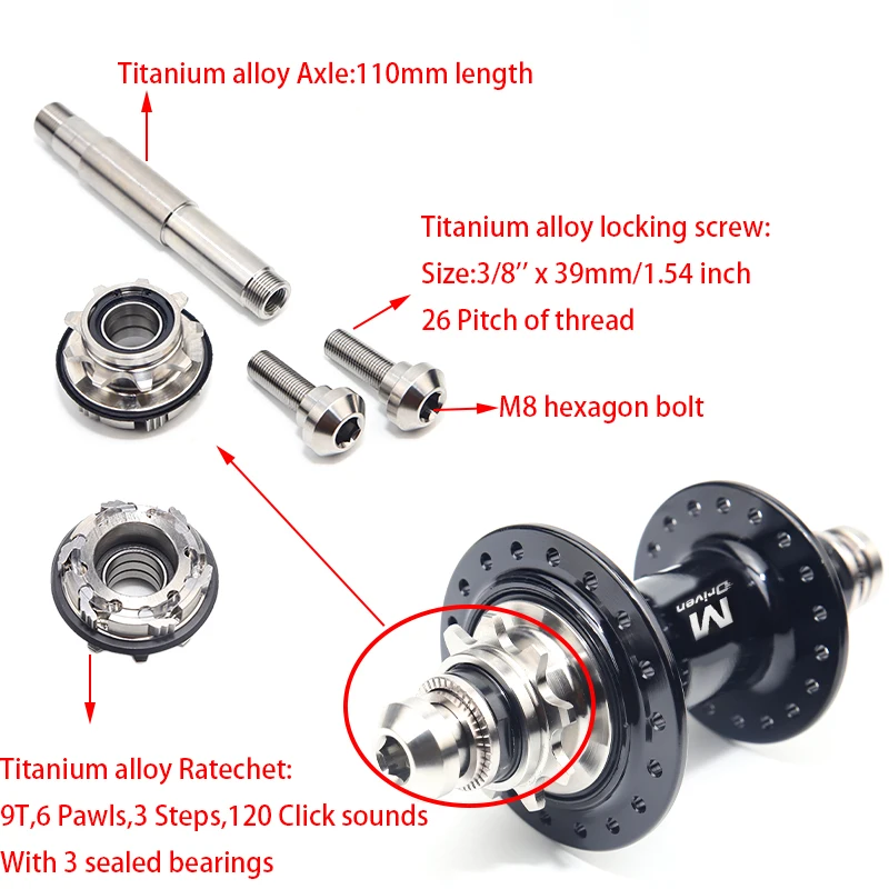 M Driven BMX-Nabe aus Titanlegierung, linker Antriebsnabe, BMX-Hinterradnabe, BMX-Nabe 36h, BMX-Nabe 9T, BMX-Teile, BMX-Links-Antriebsnabe, BMX-Teile – Detail 7