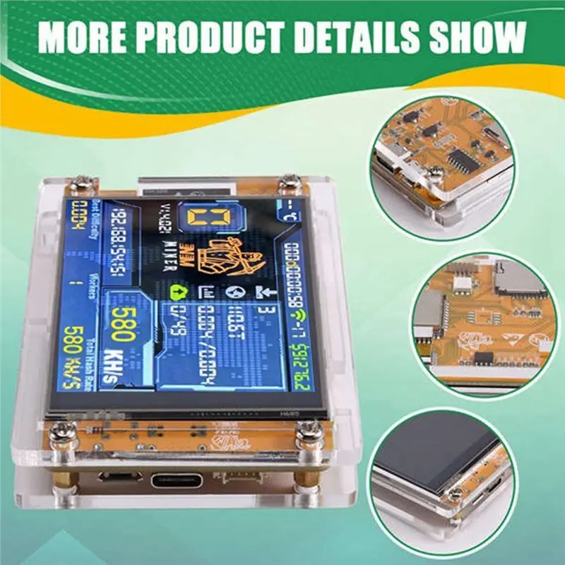 A02M-580KH/S Nerdminer Nmminer 2.8 Inch Smart Display Upgraded 580KH/S Harshrate Bitcoin Crypto Solo Miner Nerdminer Nerdminer