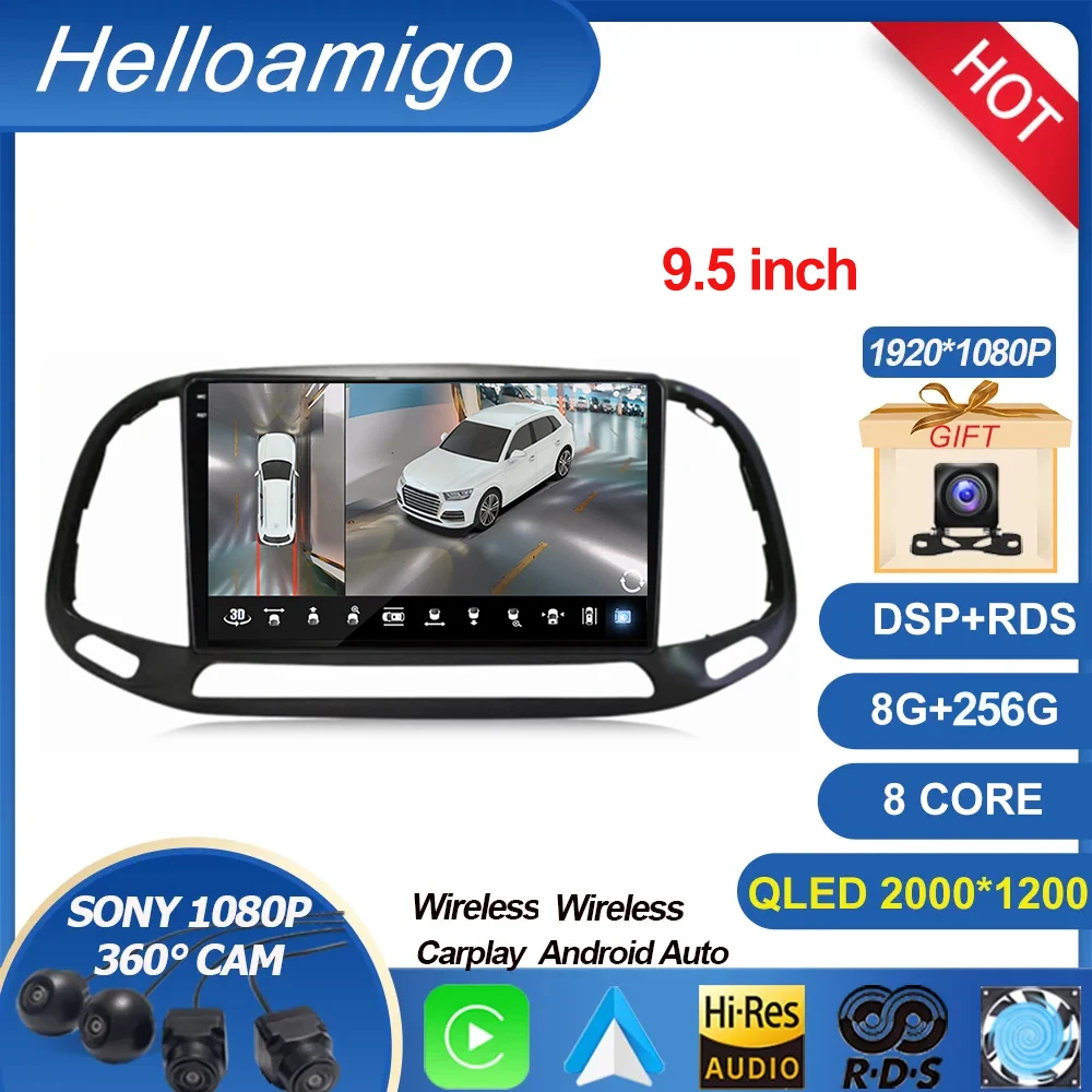 2K Android 13 For Fiat Doblo 2015 2016 2017 2018 2019 2020 GPS Car Radio Multimedia Video Player Stereo Navigation Wifi 360