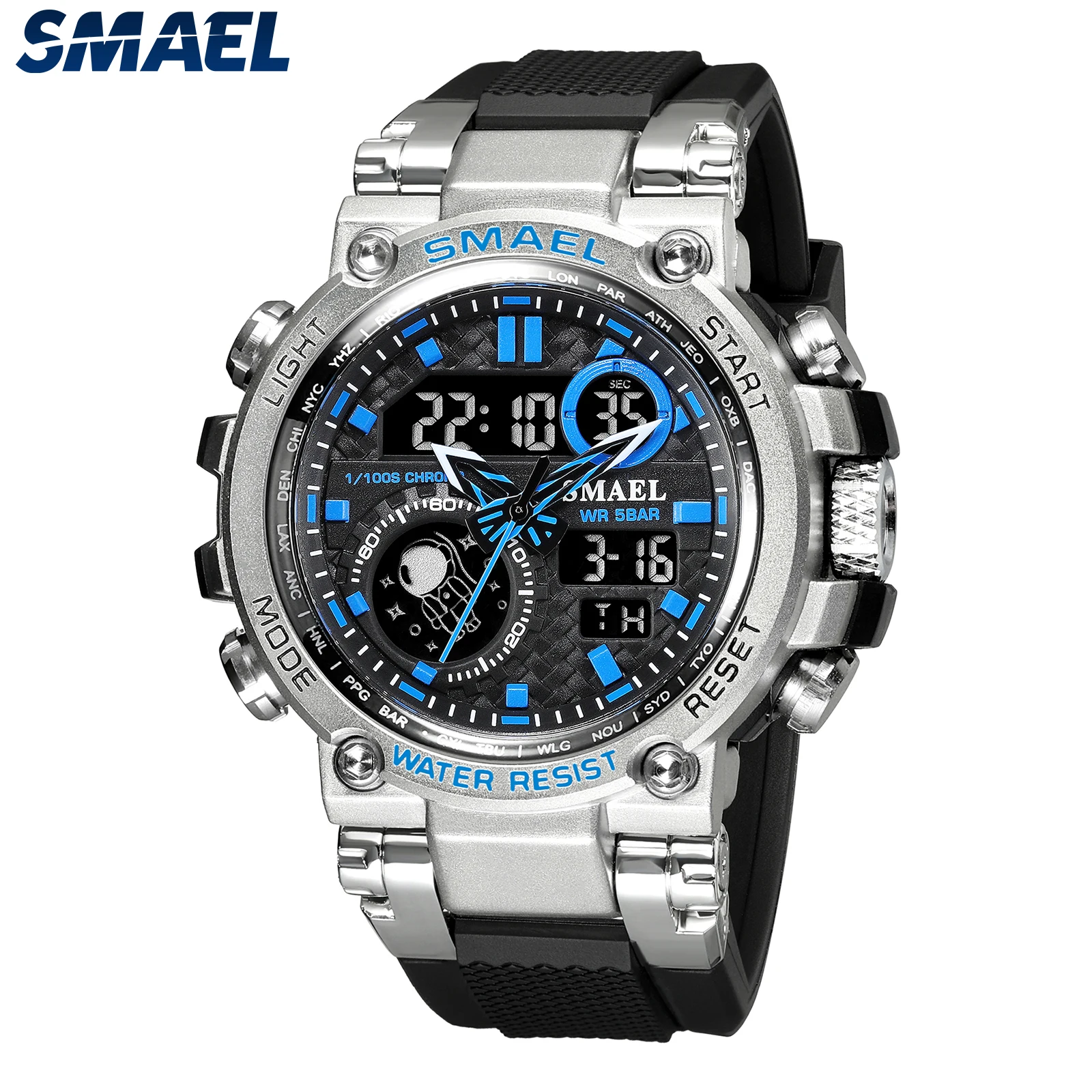 SMAEL 8093 Sport Watch Men Watches Waterproof 5Bar Dual Time Men\'s Military Watches Shock Resistant Alarm Clock montre homme