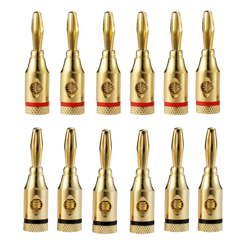 24k Gold-Plated Banana Plugs 4mm Audio Speaker Connectors for Musical Cables & Speaker Jacks Durable Pin Plugs