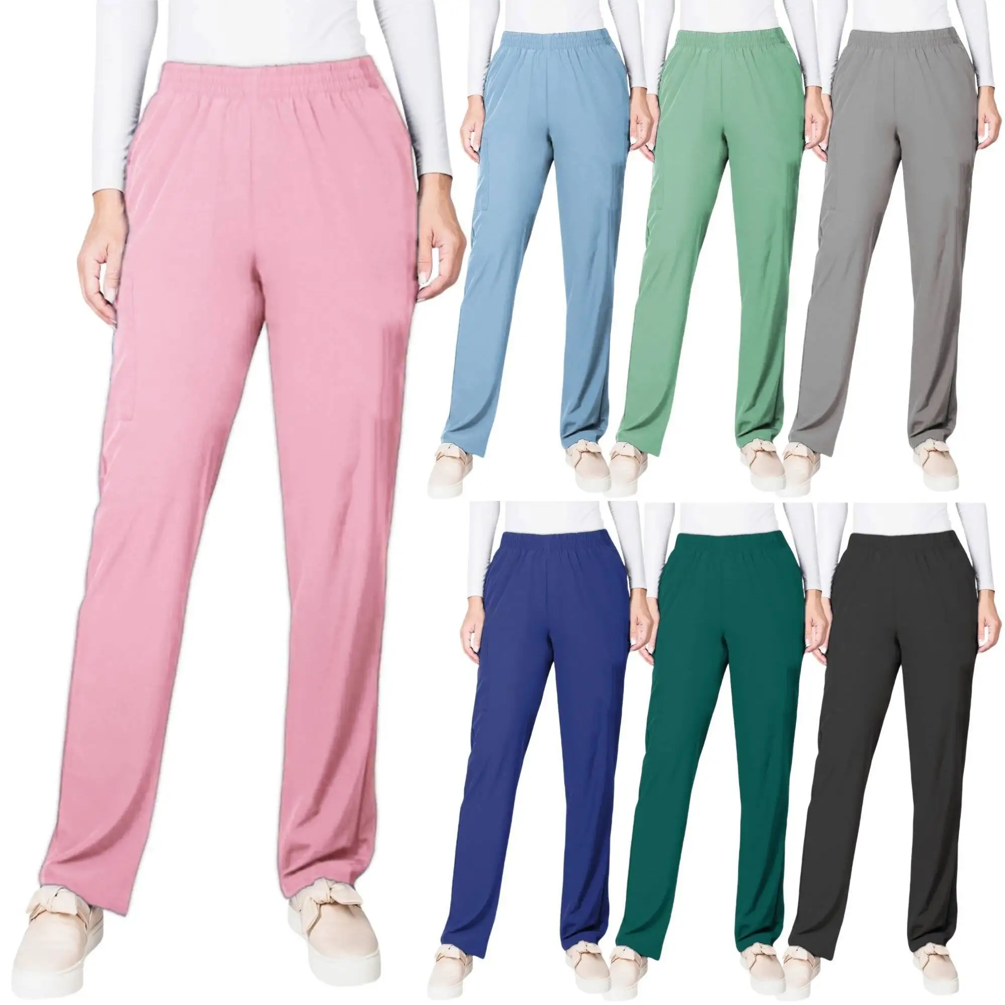 Pantalon d'infirmière ample pour femmes, pour toutes les saisons, travail médical, rose, bleu, médecin, blanc, grande taille, bas élastique