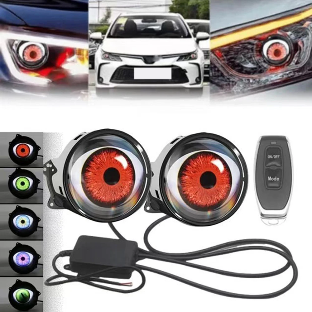 Lens Style Devil Eye Light For Cars Led Dynamics Devil Eye Light With Remote Control 6 Modes Headlight Retrofit