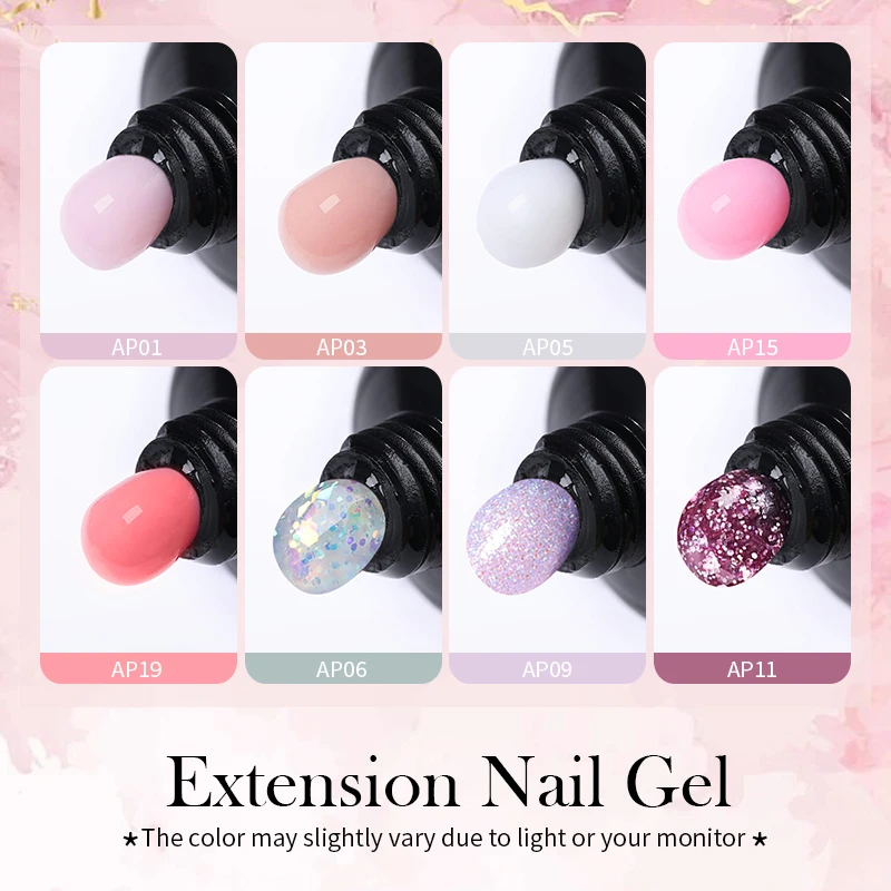 BORN PRETTY 30Ml Ekstensi Gel Kuku Pemoles Kuku Glitter Kuku Akrilik Payet Rendam Gel Perpanjangan UV untuk Ekstensi Kuku