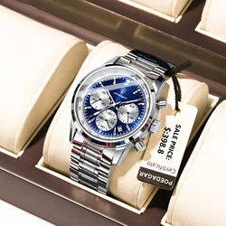 POEDAGAR Top Brand Luxury Man Watches Waterproof Luminous Date Chronograph Men's Quartz Watch Stainless Steel Sports Men Watch