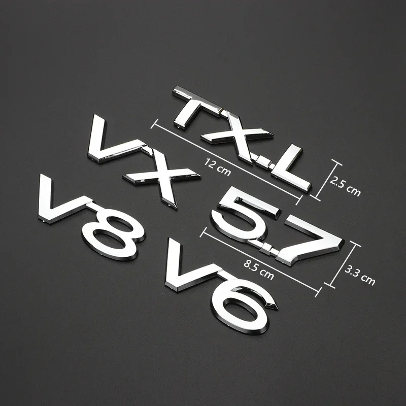 شعار حرف ABS لـ V6 V8 5.7 GXR VXR TXL VXL VXS شارة فضي/أسود معدل شعار الأمتعة ملحقات السيارة تويوتا لاند كروزر #2