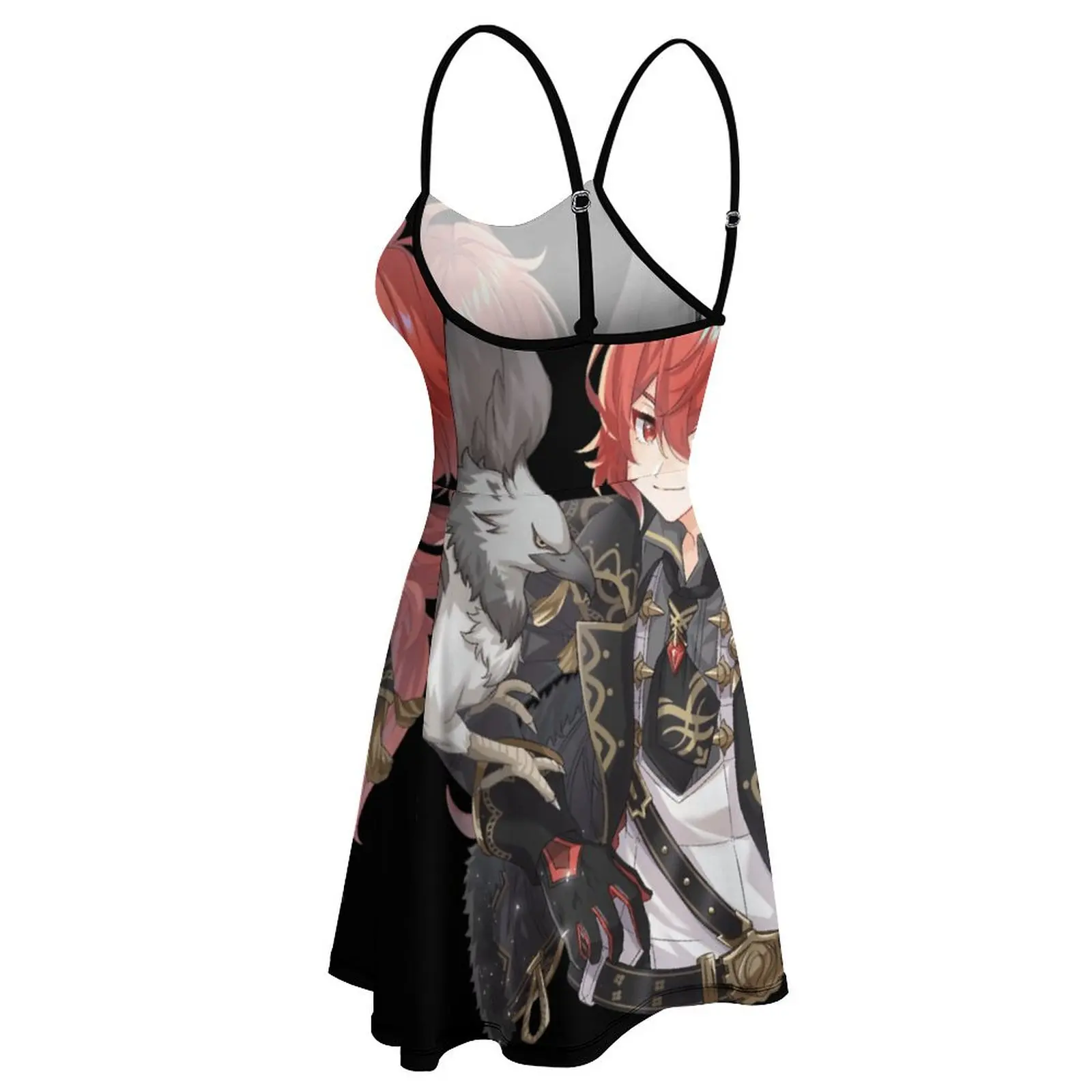 Genshin Impact Diluc Ragnvindr Vestido de Sling Feminino, Novidade Sexy Vestuário, Vestidos De Cocktails Engraçados Novidade, Venda