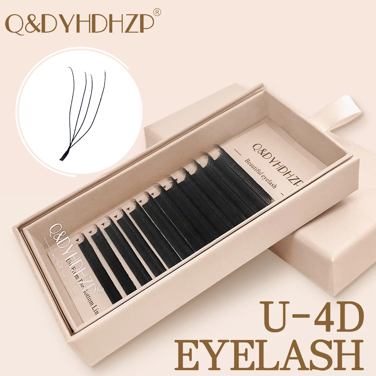 Q&DYHDHZP U-förmige 4D-Wimpernverlängerungsblätter C/D vorgefertigte fächerförmige neue falsche Wimpern aus Nerzfell.