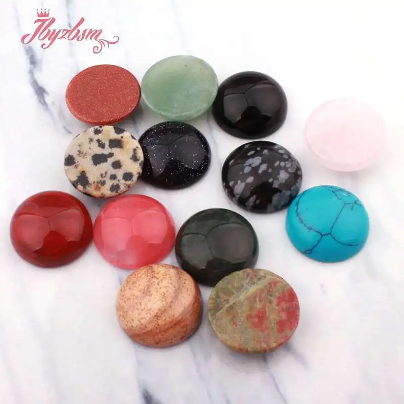 8/10/12mm Coin CAB Cabochon Flatback Dome Undrilled Natural Stne Beads for DIY Pendant Charm Earring Rings Jewelry Making 5 Pcs