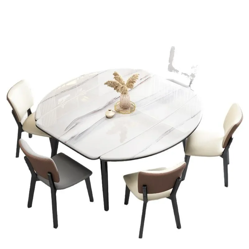

modern square and round dual-purpose dining table and chair combination, retractable small apartment folding household table