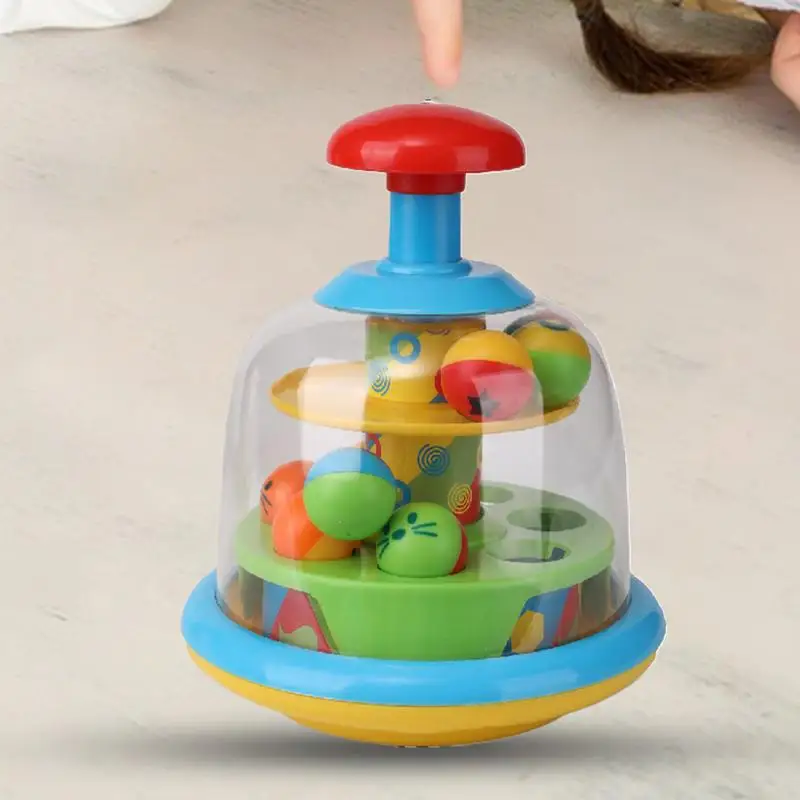 Mainan Spinner tekan bola anak-anak, mainan aktif Popper bola tekan berputar kreatif untuk balita Motor sensorik dan halus