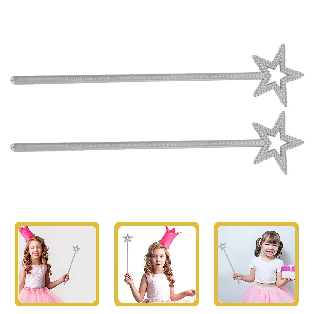 2 stücke Stern Fee Zauberstäbe Silber Stern Design Licht Langlebig Kinder Party Gefälligkeiten Engel Fee Requisiten Mädchen Geburtstag Geschenk Rolle spielen