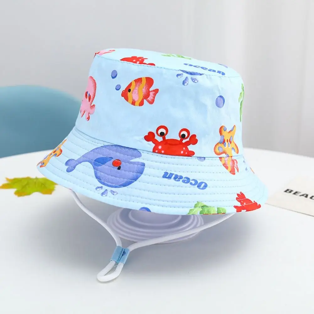 Chapeau de soleil de plage à grand bord pour enfants, casquette de poisson en coton pour enfants, casquette de plein air pour tout-petits, chapeau de dessin animé, imprimé animal, E27