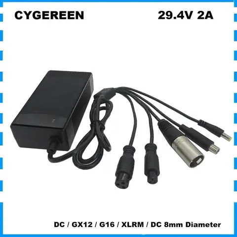 24V 2Aリチウム充電器 29.4V 2A 7S 24Vリチウムイオンバッテリー充電器 DC GX12 GX16 XLRM 8mm (外径) 5in1プラグ