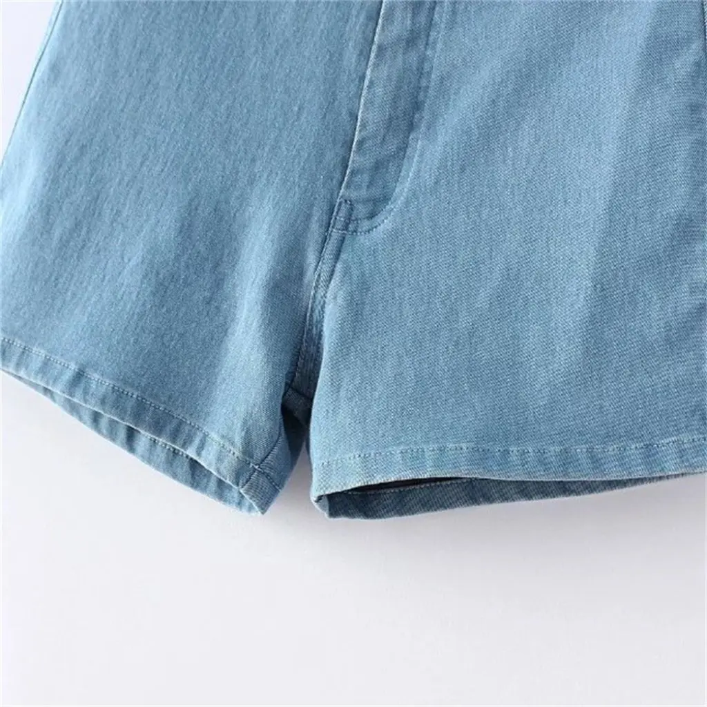 

YPFF женские облегающие шорты с высокой талией, эластичные джинсовые шорты в европейском и американском стиле, однотонные летние модные шорты на одной пуговице