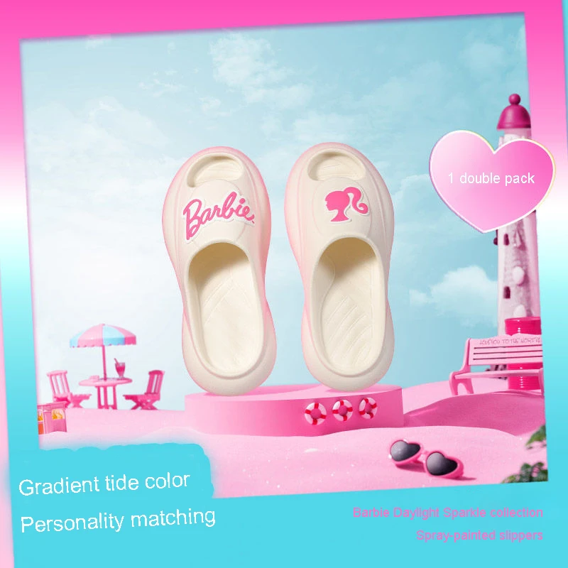 Kawaii Barbies Daylight Shine Series Eva Slippers Sandals Summer Woman Sweet Cool Style Home Bathroom Anti-Slip Slippers Cartoon