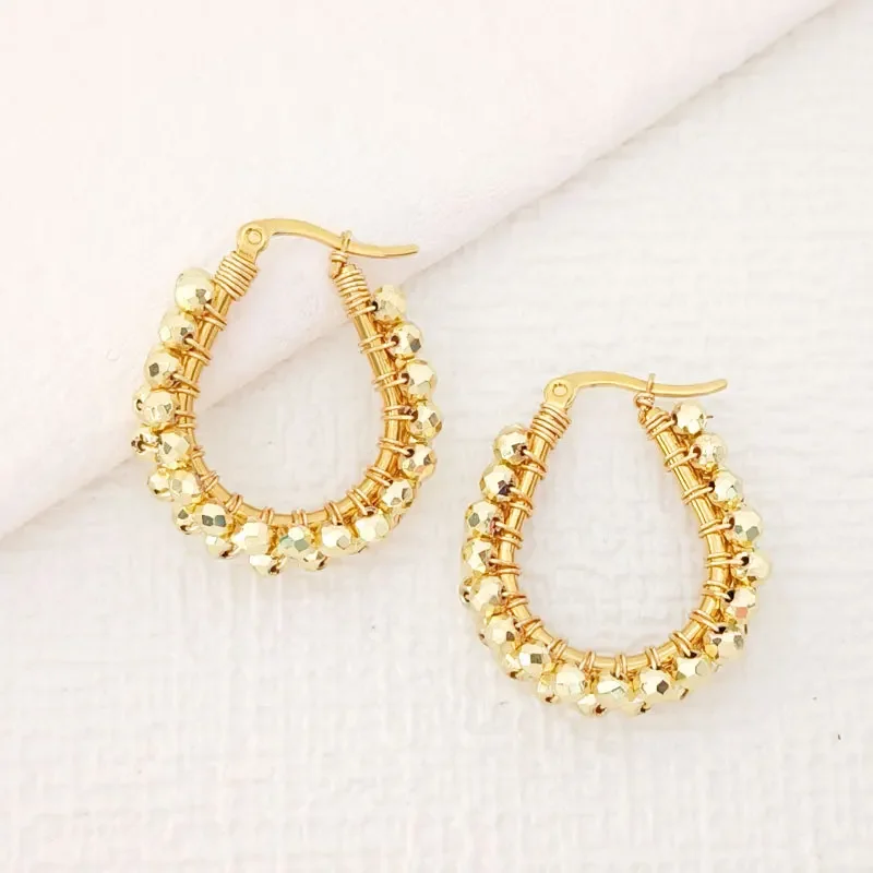 

2025 Handmade Bead Earring Drop-shaped Originality Crystal Hand Knitting Bohemia Beaded Earrings for Women