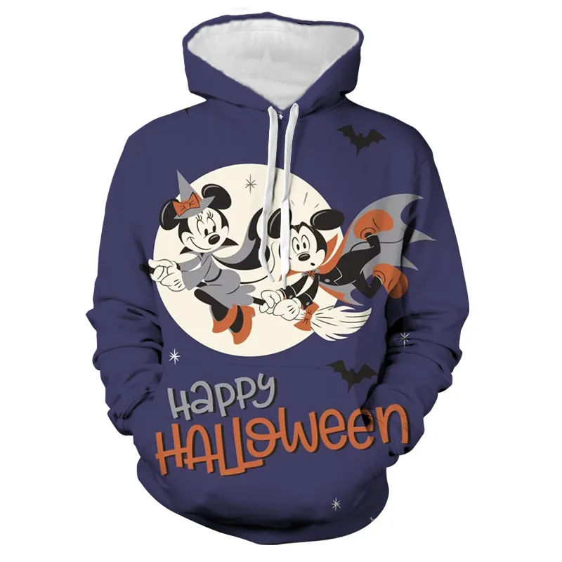 

Men's and women's Halloween warm hooded sweatshirts fashionable, comfortable and casual Mickey Minnie cartoon print sweatshirts