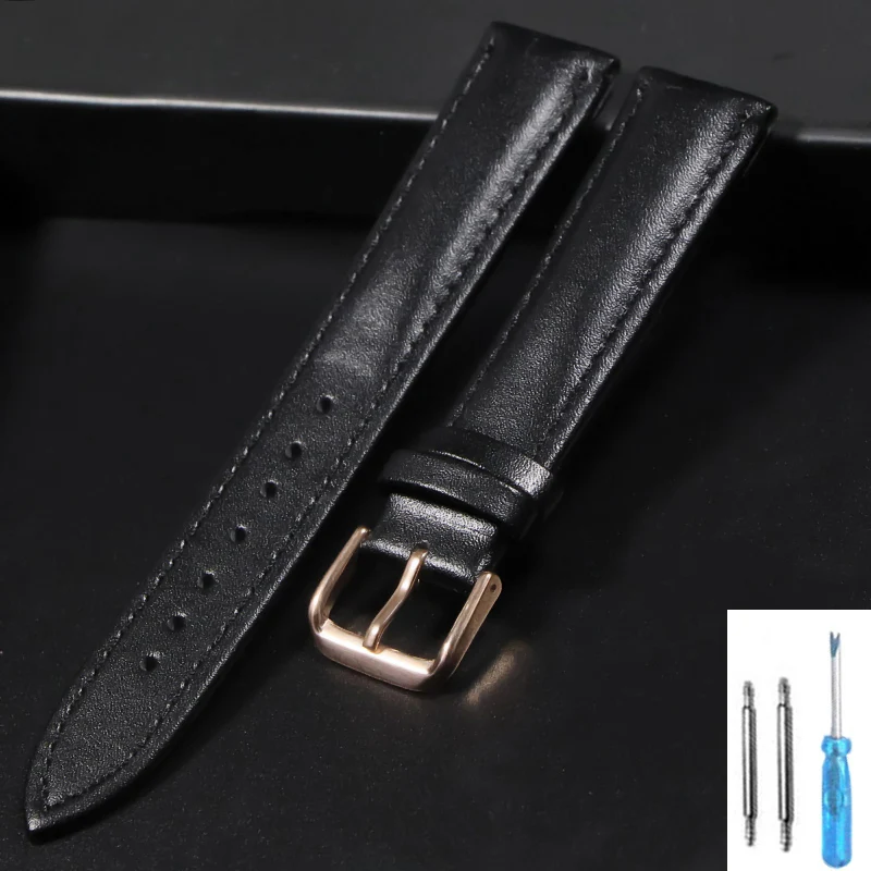 Calfskin Leather Watchband Soft Material Watch Band Wrist Strap 18mm 20mm 22mm 24mm With gold Stainless Steel Buckle