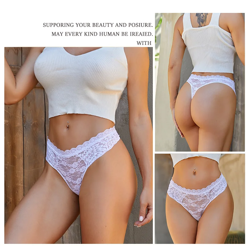 3Pcs Lace Sexy Thongs Women Low-Rise Briefs Sexy Soft Ladies Underwear Trendy Floral Underpants Female Flowery Panty Lingerie - Image 3