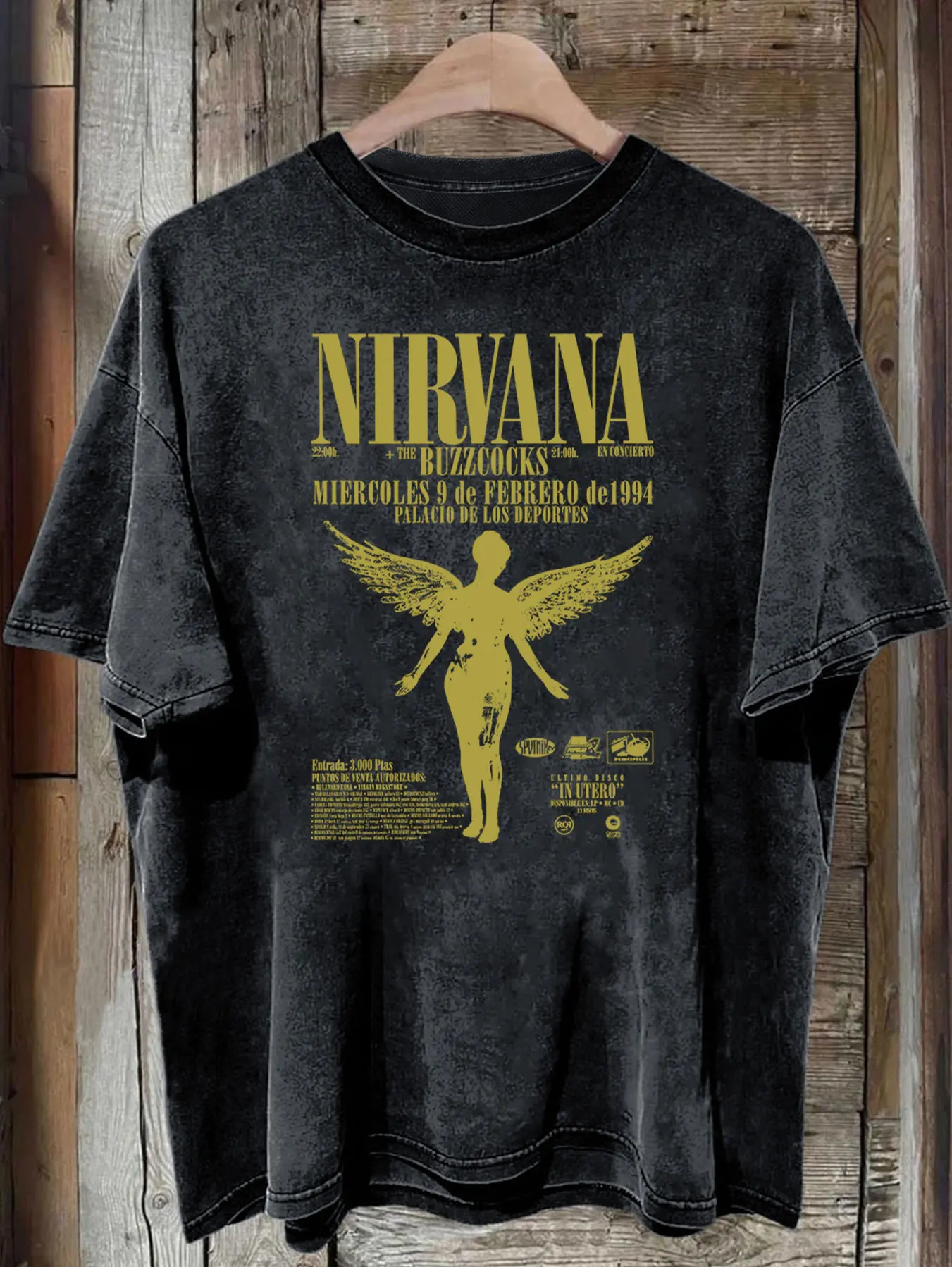 NIRVANA Pattern Washed Vintage T Shirts Rock Band Y2k Graphic  Top  Shirts for Women  Fashion Women Clothing