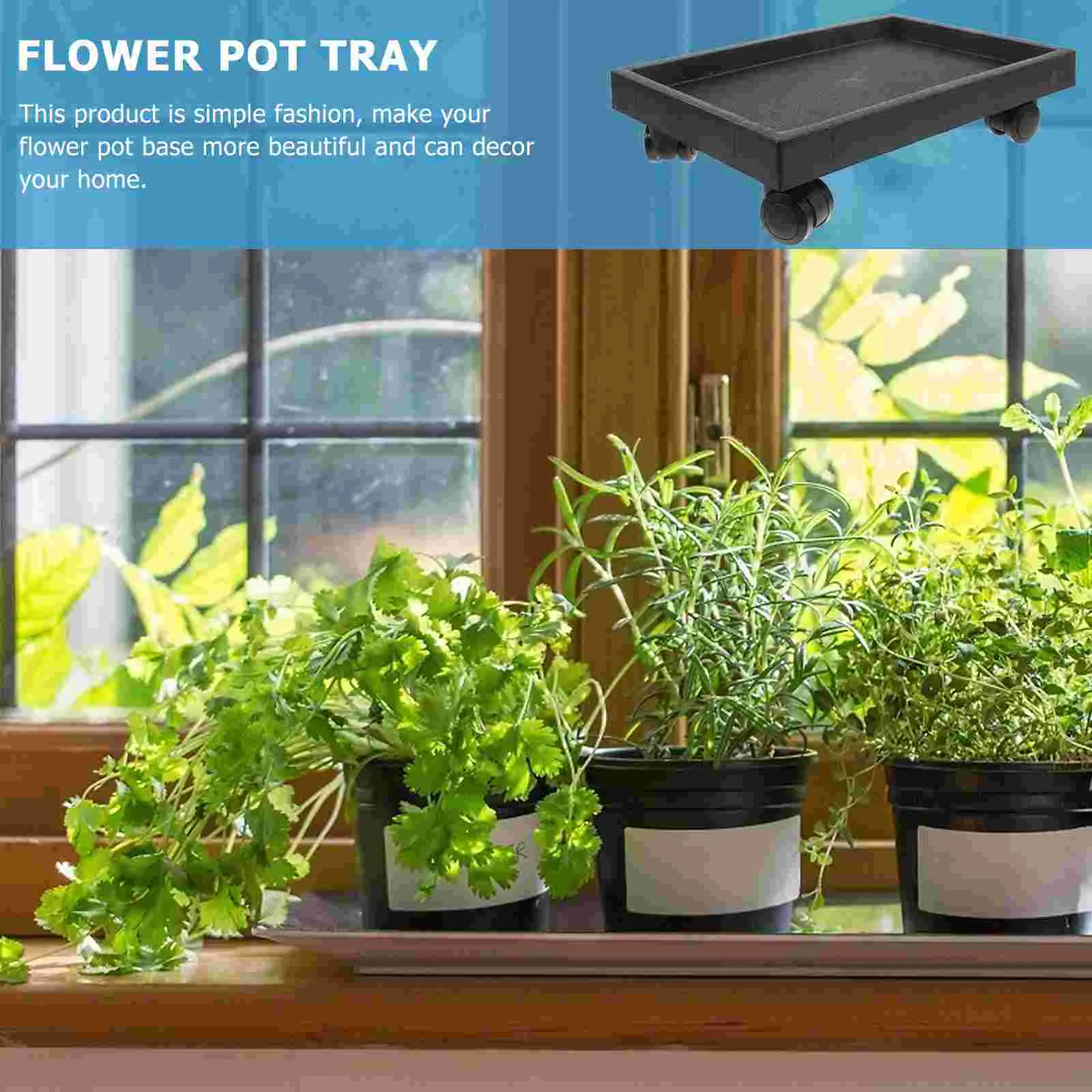 Flower Pot Tray Plastic Trays for Plants Plates Indoor Stands with Wheels Pots under Square Saucer Bracket on Flowerpot