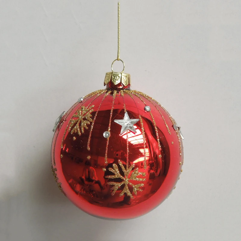 

Free Shipping 8pcs/pack Diameter=8cm Hand Painting Red Glass Ball Christmas Ornament Gift Decoration Hanging Globe Supplier