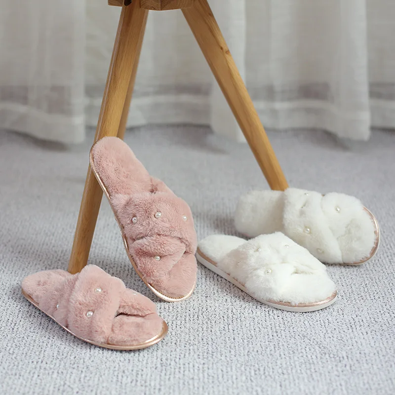 Pearl Indoor Slippers Special Custom A Warm Winter Lover Home Slippers Thick Hard Bottom Shoes on Floor Lovers Shoes Dog Cute