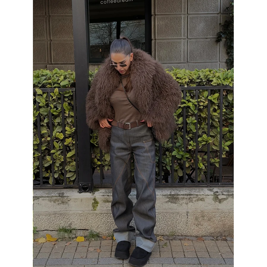 Mongolian Lamb Fur Jackets Ladies Sheep Skin Coat 2024 Winter Warm Tibetan Lamb Coat Hot Selling