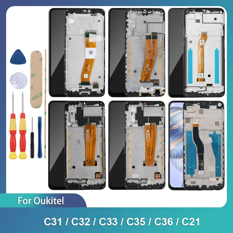 pop-100-new-lcd-for-oukitel-c31-c31-pro-c32-c32-pro-c33-c35-c36-c21-touch-screen-lcd-with-frame-display-screen