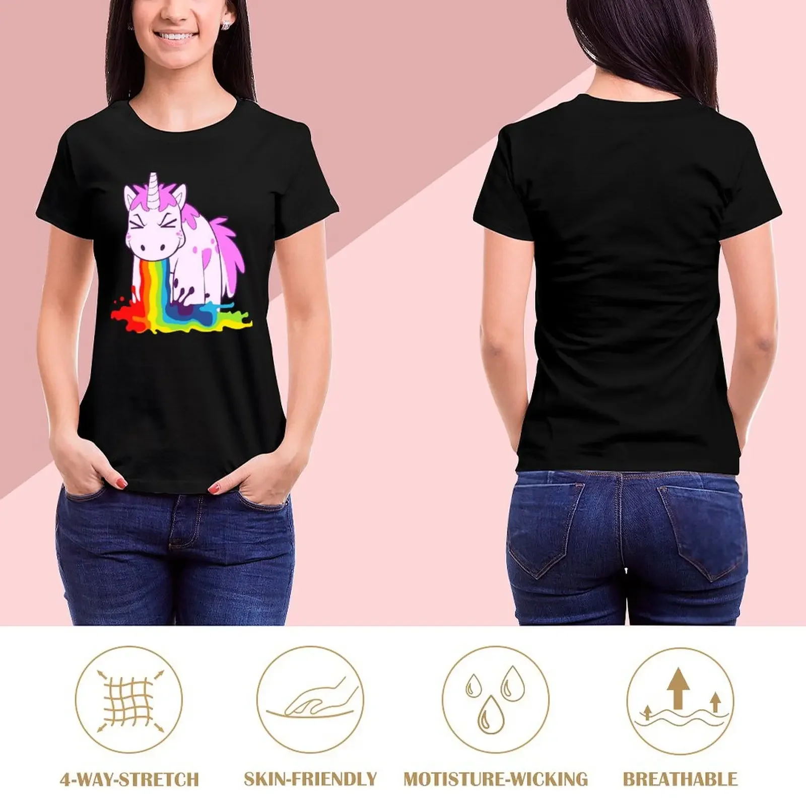 Unicorn 'I Puke Rainbows!' T-Shirt aesthetic clothes funny animal print shirt for girls customs design your own Woman clothing