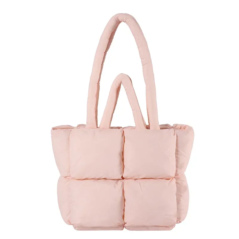 GAINNY Casual Puffer Tote Bag Women Winter Large Capacity Fashion Shoulder Bag Femael Aesthetic Solid Color Handbag Vintage — zdjęcie 6