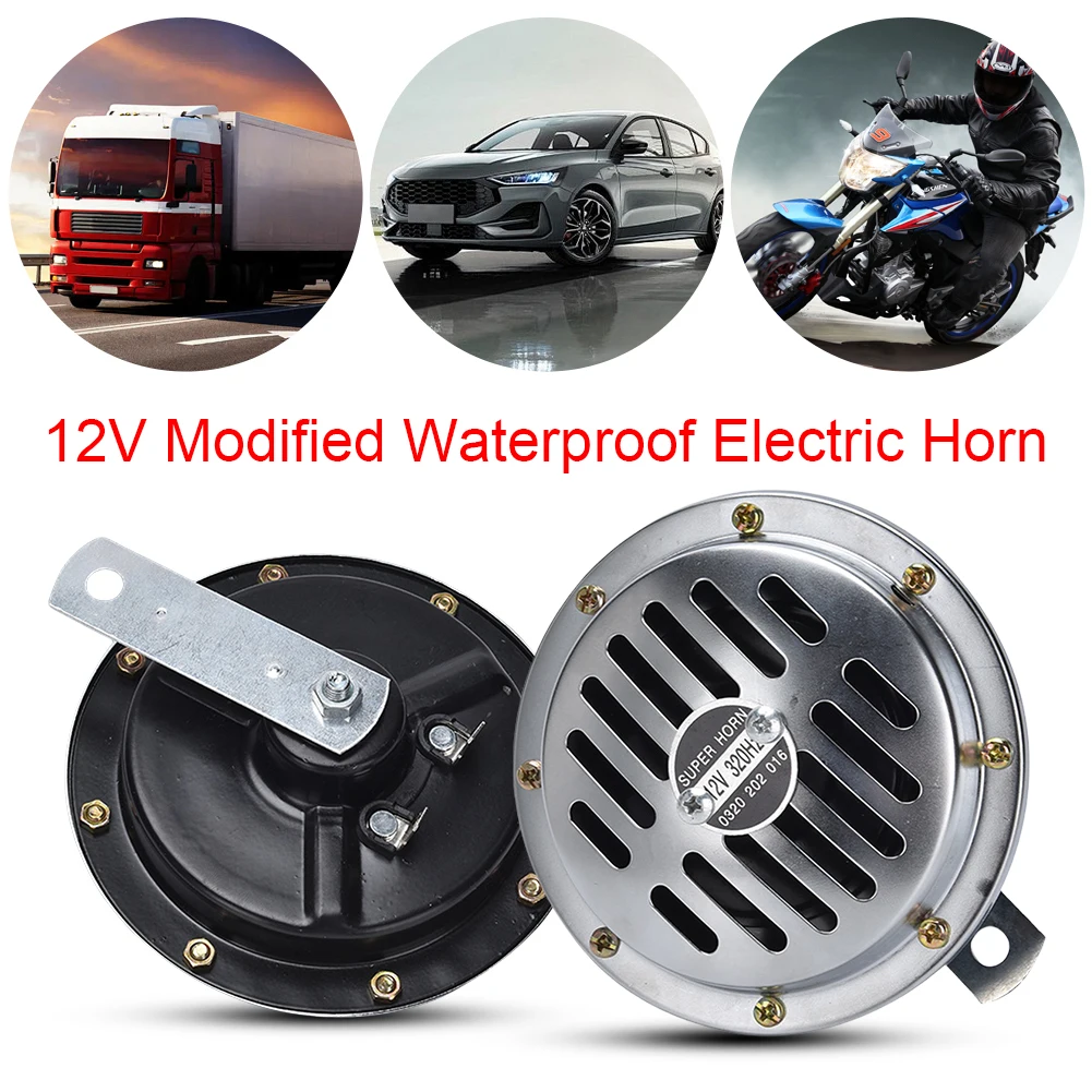 Electric Super Horn Waterproof 12V Off-Road Grille Horn Dual Tone Loud Alloy Coil Car Air Horn High Low Tone Loud Sound Speaker