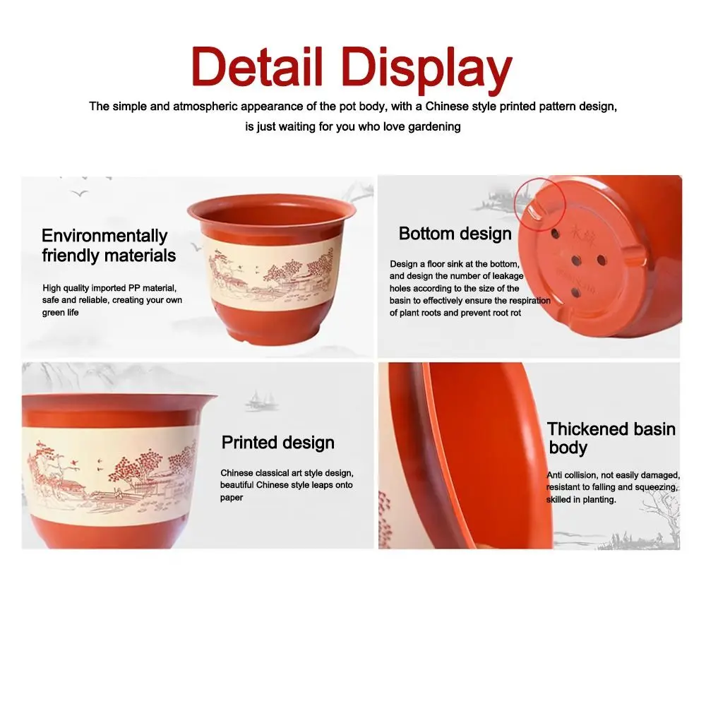 Practical Thickened Flower Pot Large-diameter Imitation Purple Sand Printing Resin Potted Bonsai Flower Pot