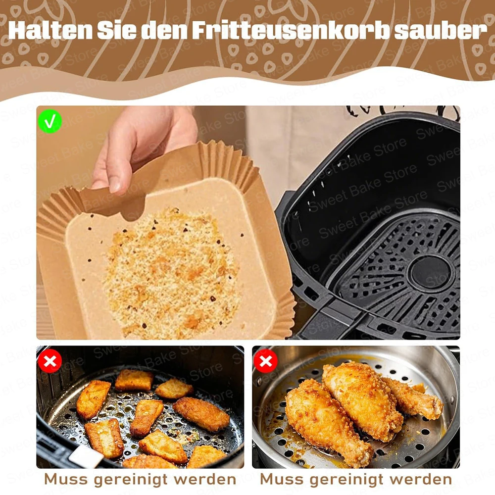 Backpapier für Heißluftfritteuse, 100 Stück Airfryer Backpapier für Ninja AF400EUCP Backpapier für Heißluftfritteuse, 100 Stück Airfryer Backpapier für Ninja AF400EUCP