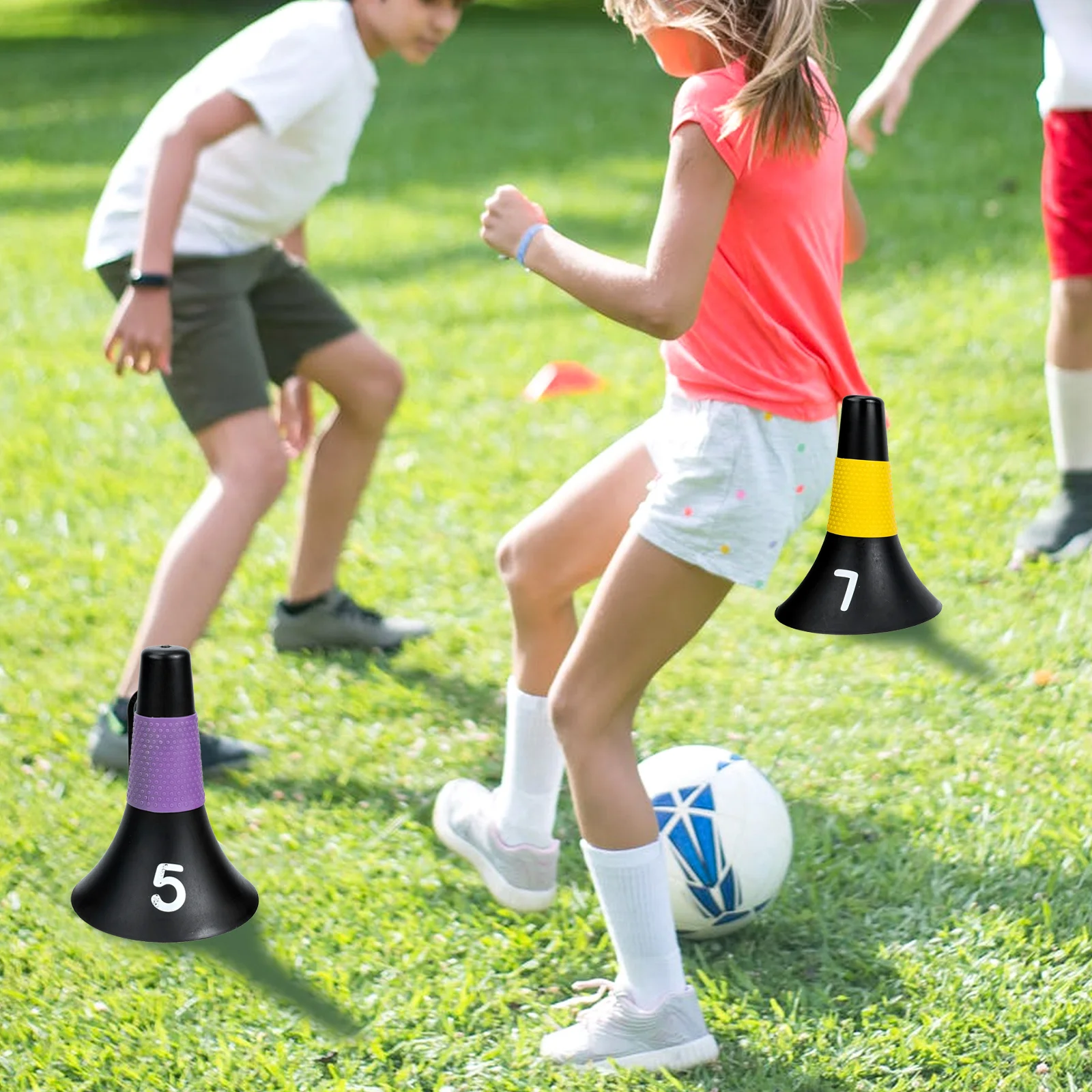 

10 Pcs Mini Football Markers PE Lightweight Portable Soccer Cones Basketball Training Agility Marker Horns Shaped Obstacles