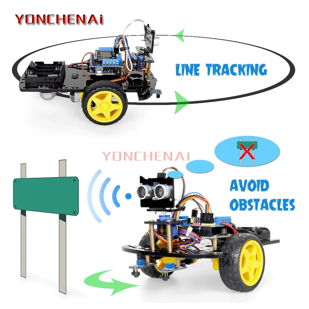 Factory 2WD Robot Kit C/C++ Programming Project DIY Obstacle Avoidance Line Tracking Smart Robot Car Kit Robotics Starter Kit