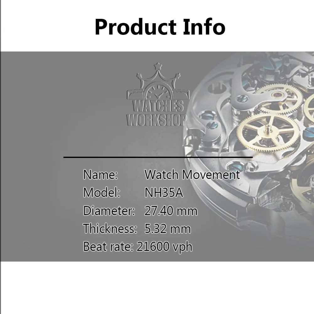 High Precision NH35 Alternative CN35 Automatic Mechanical Movement Fit NH Series Date At 3 Watch Modification Replace Parts