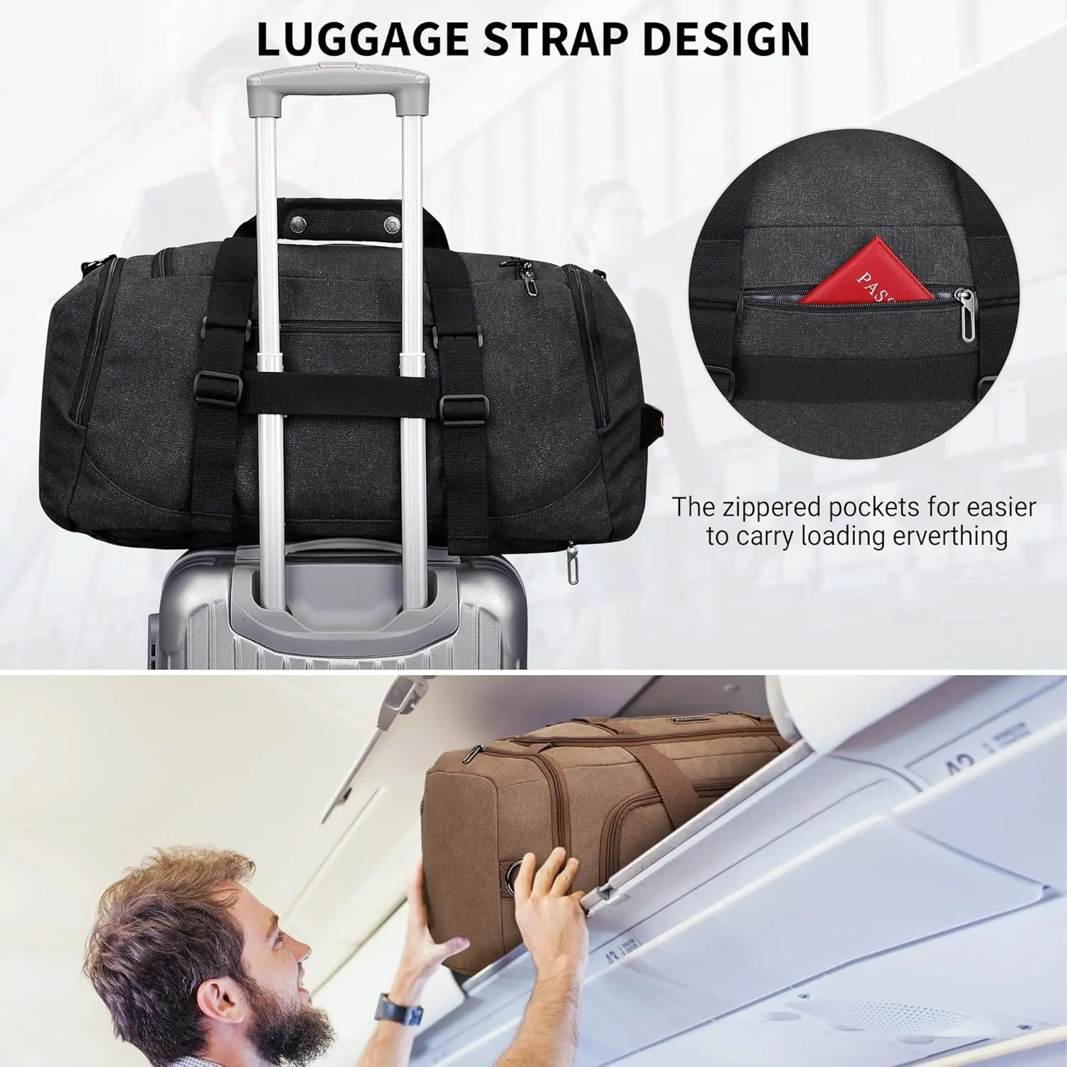 حقيبة متينة للسفر مقاومة للماء باللون الأزرق الفاتح - مثالية للمغامرات الخارجية والاستخدام اليومي