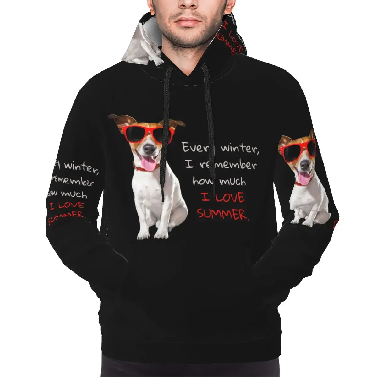 Sudadera con capucha de Jack Russell Terrier Dog con gafas de sol rojas, jersey Harajuku, sudadera de otoño e invierno para hombre y mujer, camisetas de manga larga