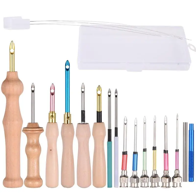 Punch Needle Tool Kit Embroidery Stitching Punch Needle & Needle Threader Embroidery Poking Cross Stitching Kit Tools