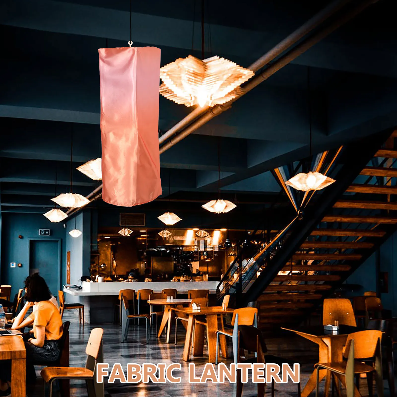 

Rectangular Korean Style Fabric Lantern Hanging Lamp Decorative Lantern Indoor Outdoor Restaurant Wedding Party Ceiling Light