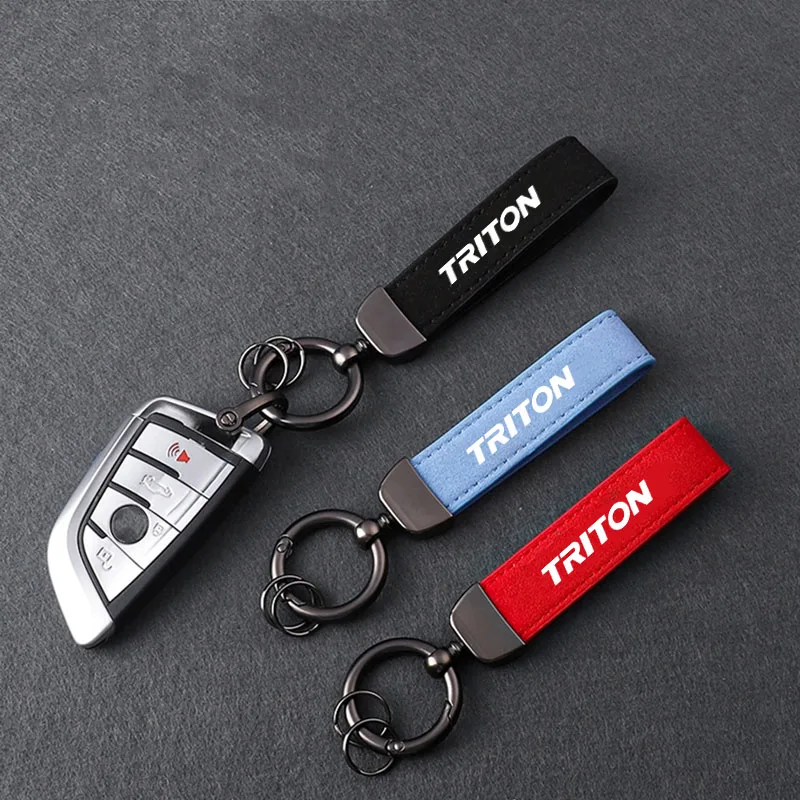 360 Degree Rotating Horseshoe Buckle Car Key Chain Rings Metal Leather Keychain For Mitsubishi L200 Triton