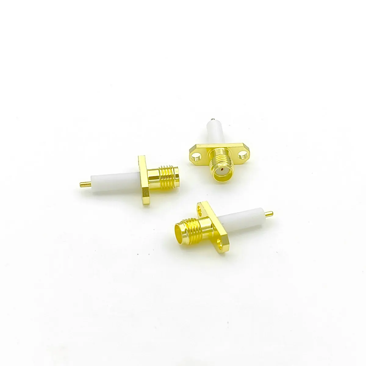 Imagem -03 - Ouro Sma Sma Ptfe Fêmea com Furos Flange Conector do Adaptador Novo