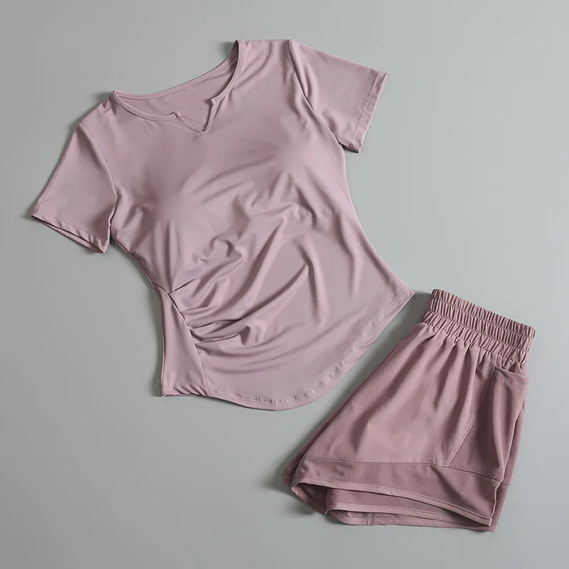 

Yoga suits for women with chest pad fitness clothes tops for sports quick-drying clothes tight and high-end short-sleeved