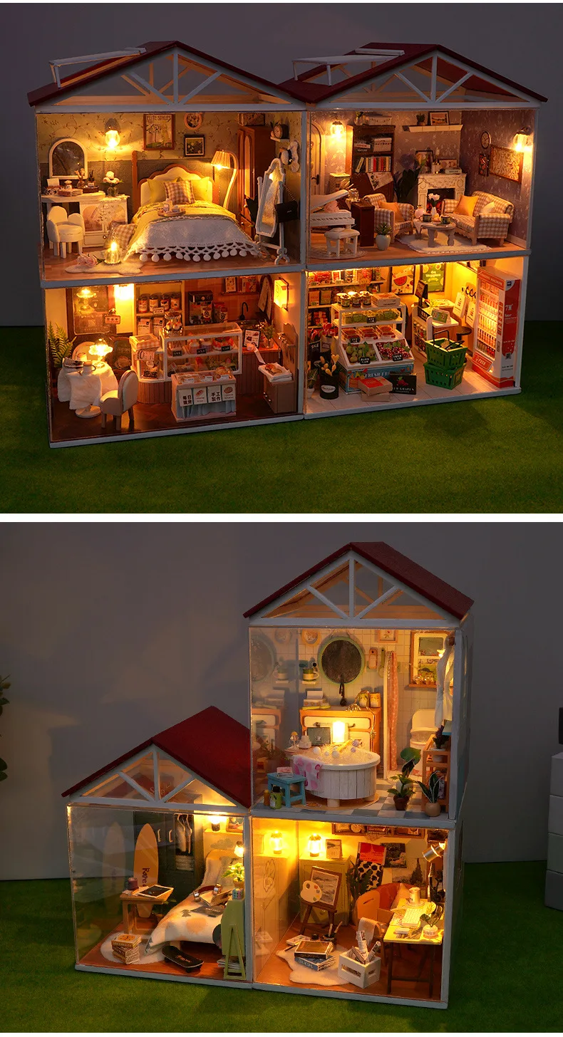Hölzernes Miniatur-Puppenhaus DIY-Set, Möbelset Handgefertigtes Modellbau-Spielzeug für Kinder Mädchen Geburtstagsgeschenk – Detail 22