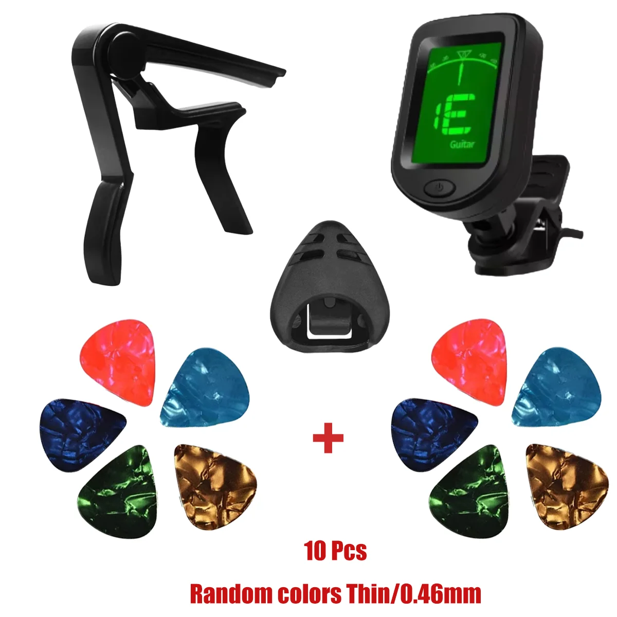 Miwayer Guitar Beginner Accessories Set, Tuner Capo Transpose Clamp 10 Picks Plectrum Holder Universal Guitar Kit